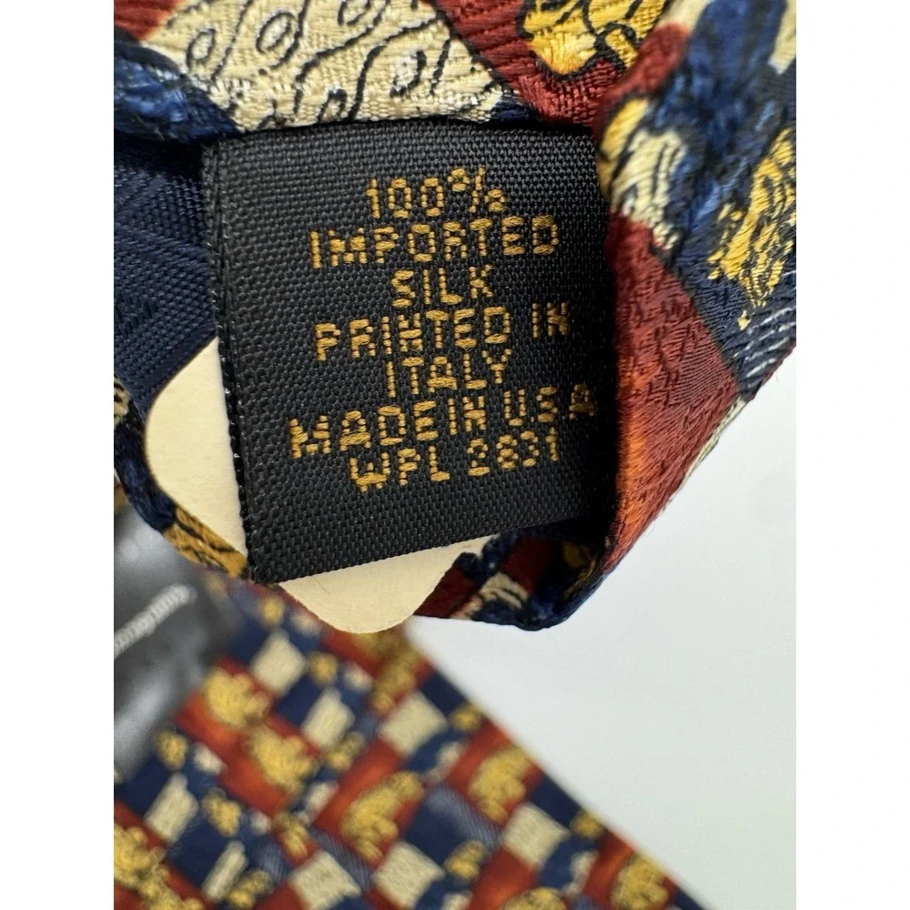 Fumagalli's Studio Silk Tie Geometric‎ Pattern Red Blue Gold Made in Italy